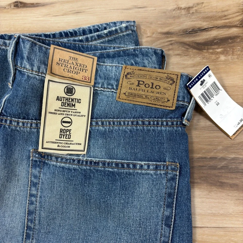 Polo Ralph Lauren Relaxed Straight Crop Jeans Womens 33 Distressed Cotton NEW - Picture 2 of 11